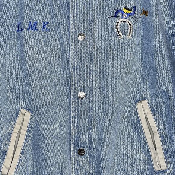 Vintage Port Authority Denim Varsity Jacket Las Damas Embroidered Western Small - Picture 4 of 9